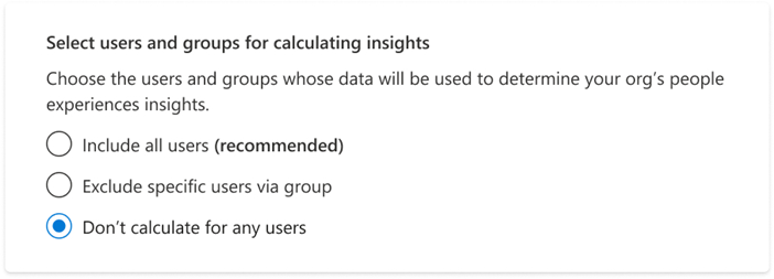 Capture d’écran : option des paramètres de l’organisation pour désactiver les insights sur les expériences de personnes