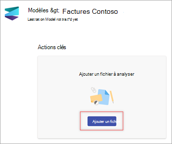 Capture d’écran de la page des nouveaux modèles montrant la section Ajouter un fichier à analyser.