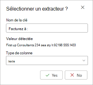 Capture d’écran de la zone Sélectionner l’extracteur dans la page des détails de l’extracteur.