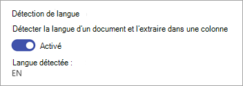 Capture d’écran de la section Détection de langue du panneau Extracteurs.