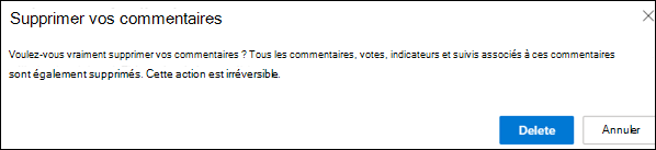 Capture d’écran : Option de suppression des commentaires