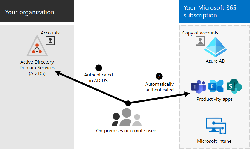 Avec l’authentification unique, le même compte est disponible dans les environnements locaux et en ligne.