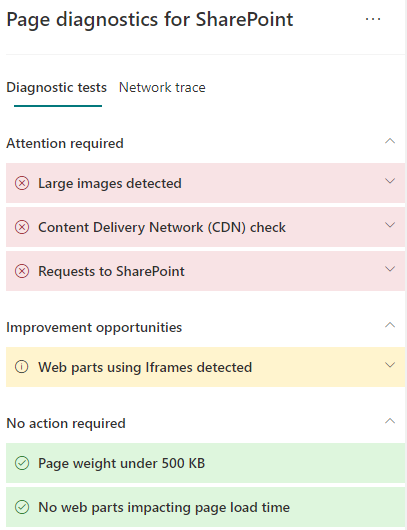 Page diagnostics.