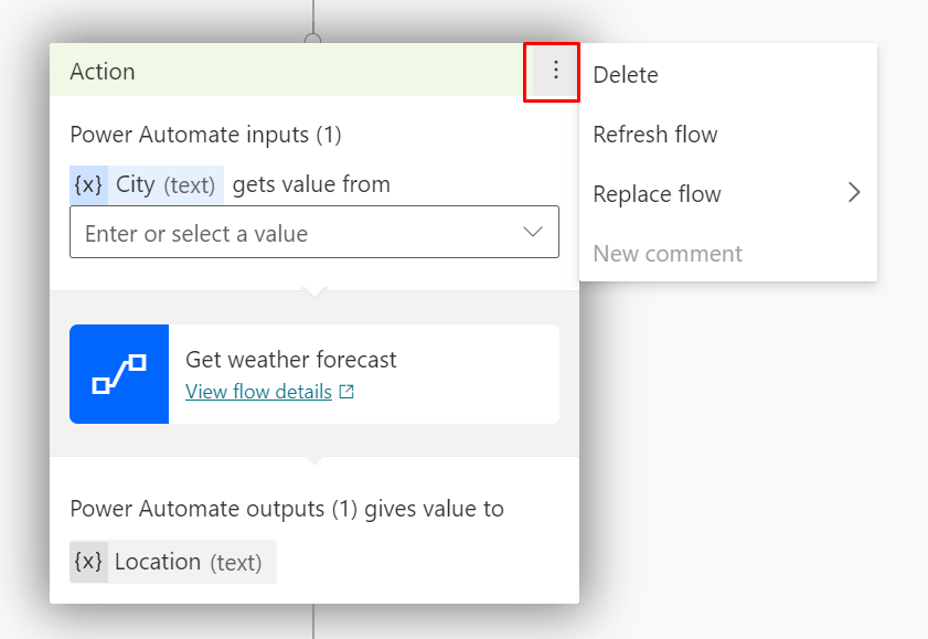 Capture d’écran des options de flux dans le canevas de création Copilot Studio.