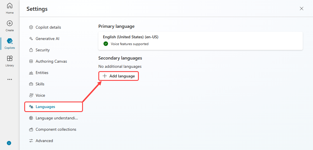 Configuration d’un copilote multilingue.