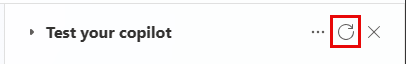 Capture d’écran du bouton de réinitialisation du volet Copilote de test, qui ressemble à une flèche circulaire.