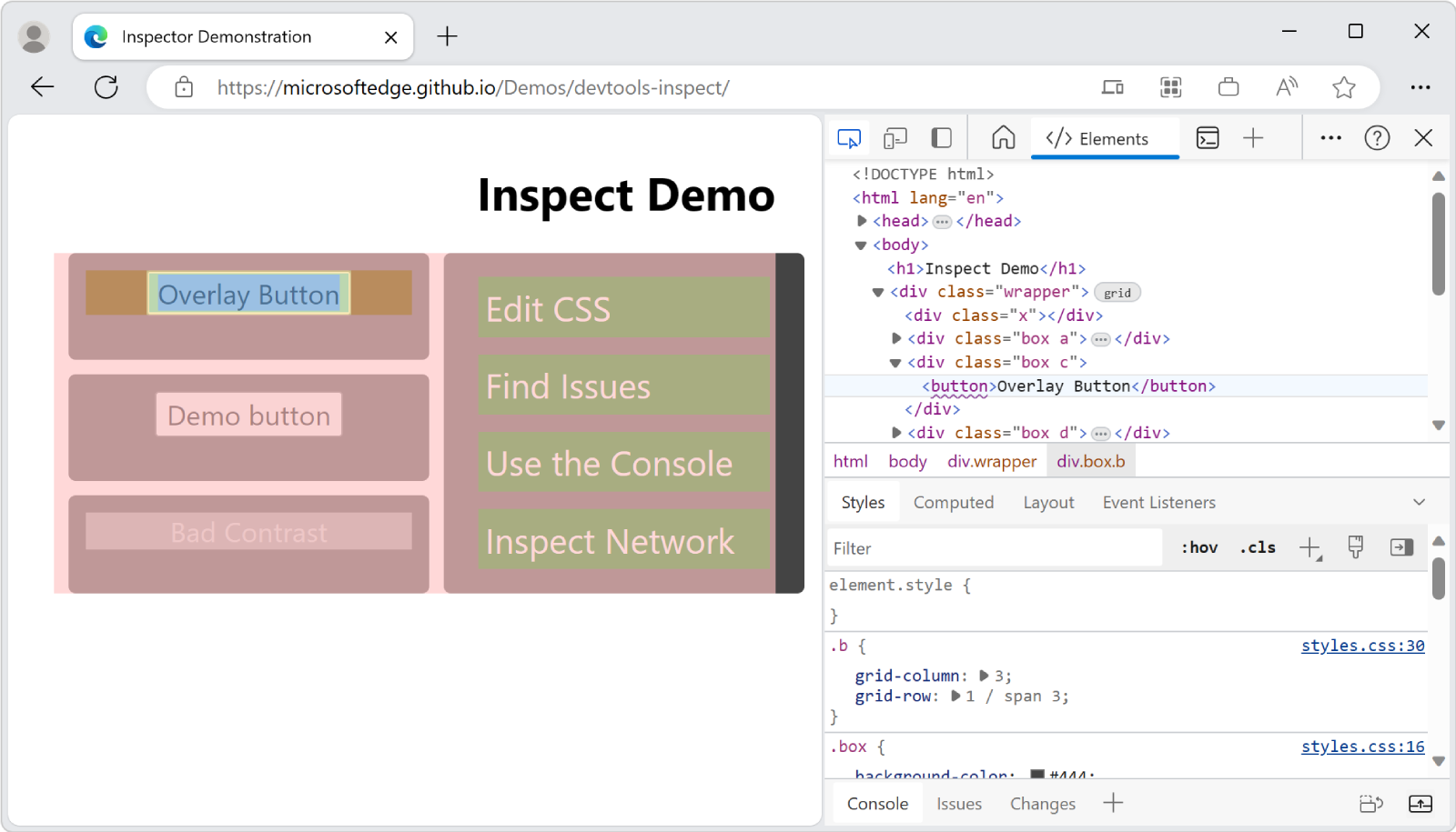 Appuyer sur la touche Maj tout en sélectionnant des éléments sur la page vous permet de sélectionner des éléments qui ont une propriété de style CSS « pointer-events : none »