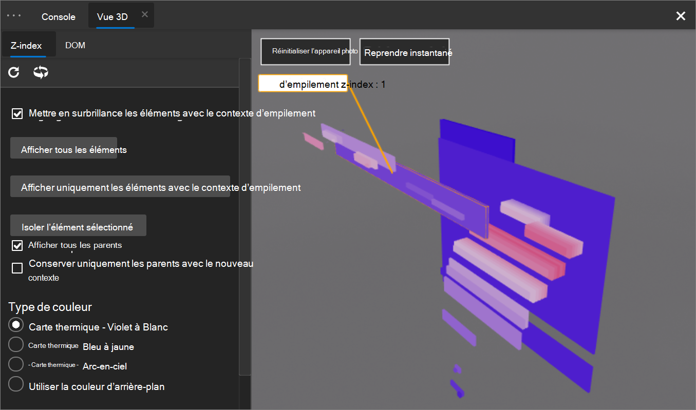 Vue 3D dans devTools