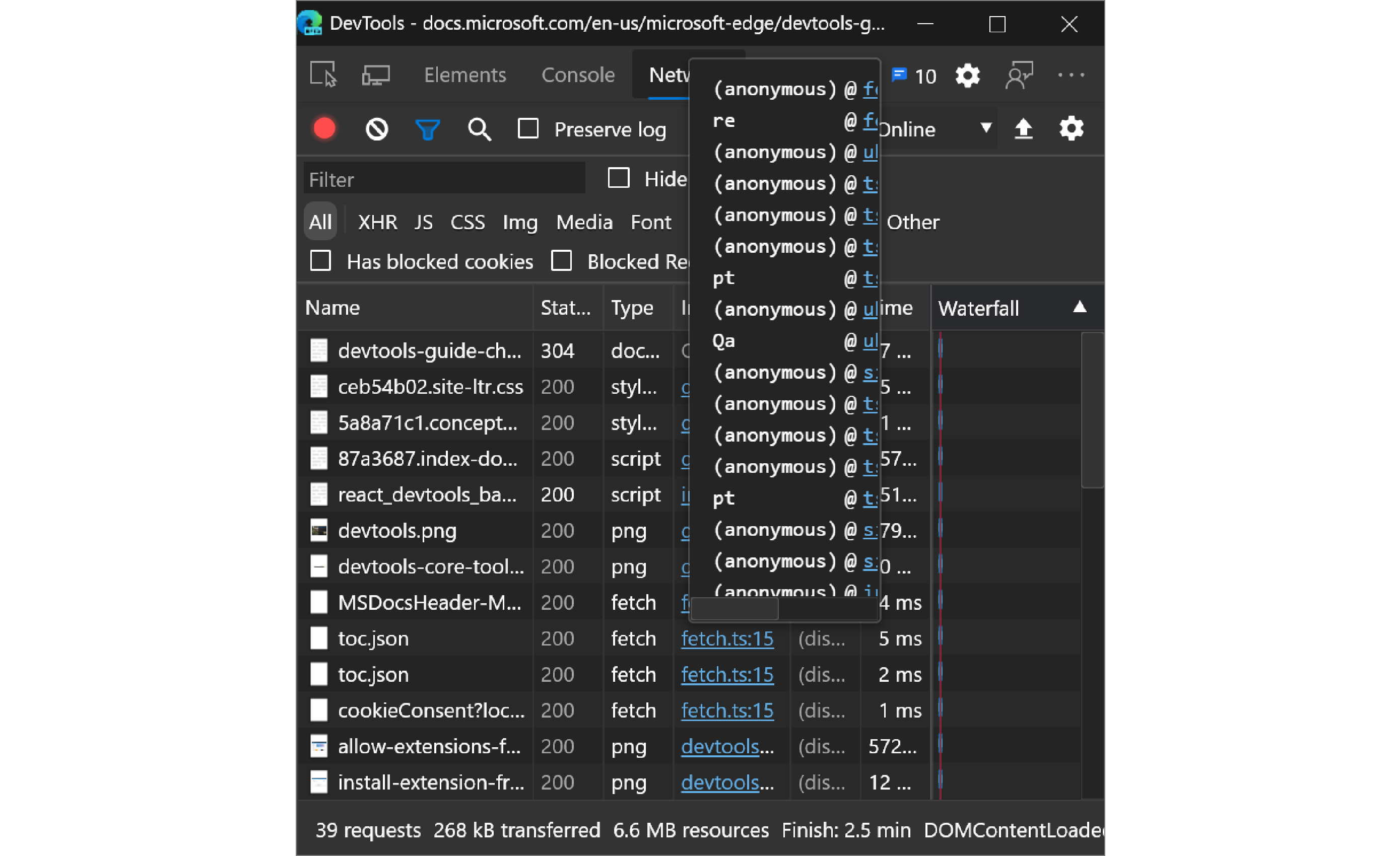 Info-bulle de l’initiateur dans Microsoft Edge 84