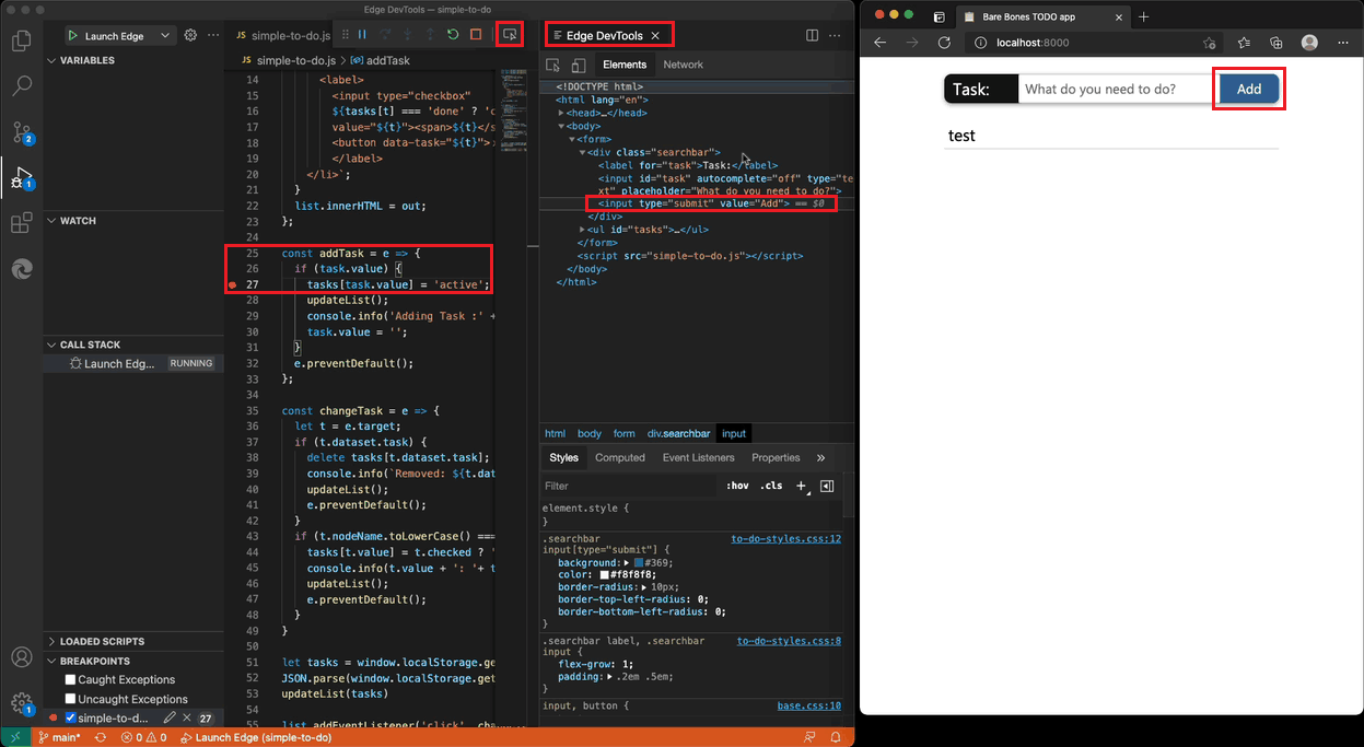 Extension DevTools intégrée au workflow du débogueur Visual Studio Code