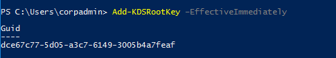 capture d’écran de la commande powershell Add-KDSRootKey en cours d’exécution