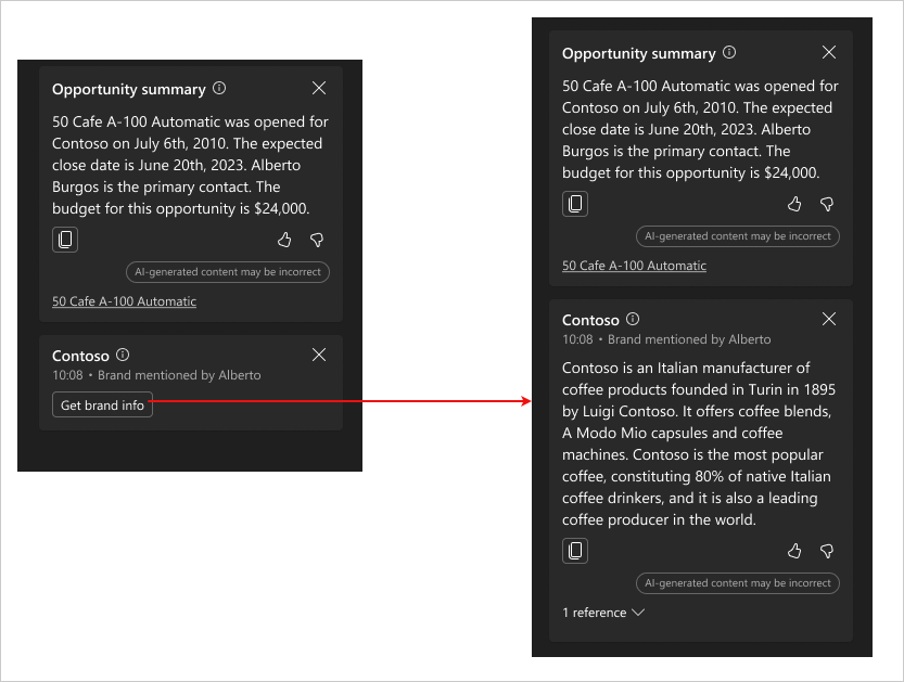 Capture d’écran montrant des conseils de vente en temps réel Microsoft Teams pendant une réunion.