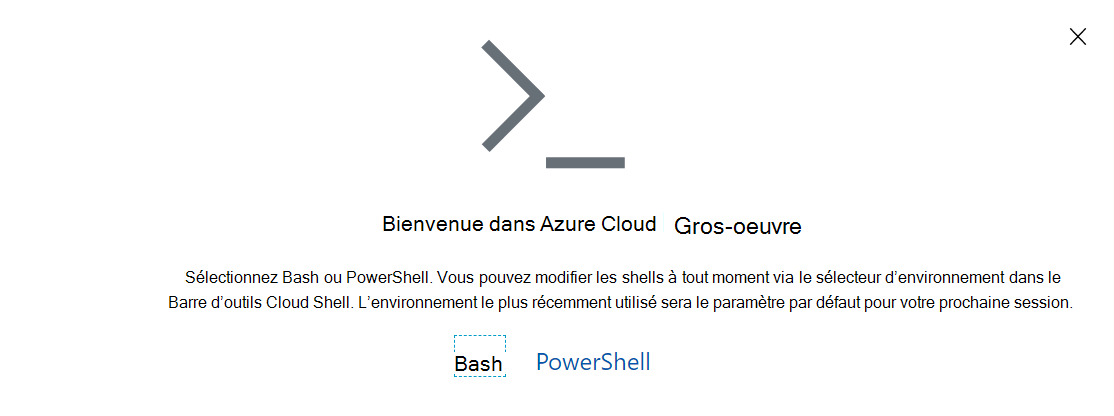 Capture d’écran de l’invite azure Cloud Shell.