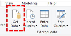 Obtenir des données dans le connecteur Power BI.