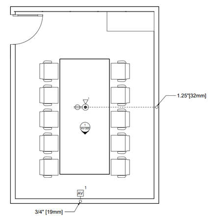 Blueprint de la conception traditionnelle de salle de réunion.