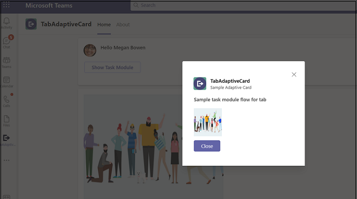 Capture d’écran d’une réponse d’authentification par onglet apparaissant dans Microsoft Teams.