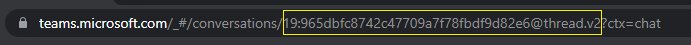 Capture d’écran montrant l’ID du fil de conversation à partir de l’URL web.