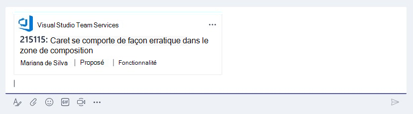 La capture d’écran est un exemple qui montre la carte d’extension de message.