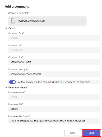 Capture d’écran montrant les champs disponibles dans la page des détails de la commande.