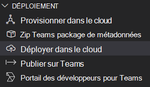 Capture d’écran montrant l’option Déployer sous LIFECYCLE.