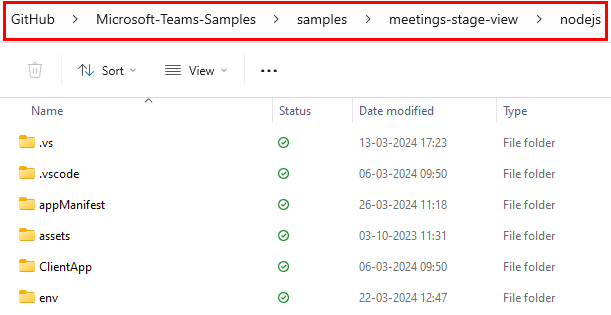 Capture d’écran montrant l’emplacement du dossier nodejs.