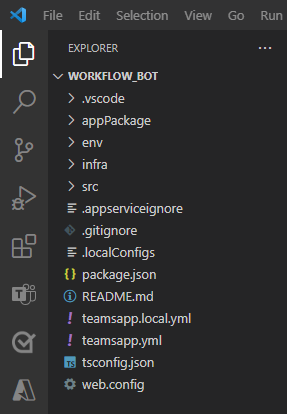 Capture d’écran montrant que votre application est créée avec la structure visible dans le panneau latéral.