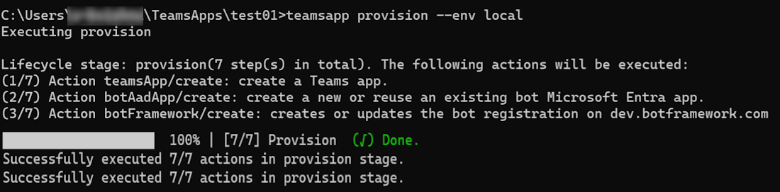 Capture d’écran montrant l’approvisionnement de l’application dans Teams.