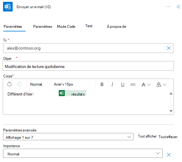 Connecteur Outlook terminé dans Power Automate.