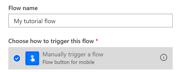 Option « Déclencher un flux manuellement » de Power Automate