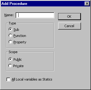 Boîte de dialogue Ajouter une procédure