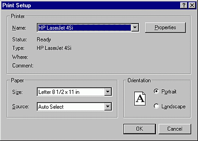 Boîte de dialogue Configuration d’impression