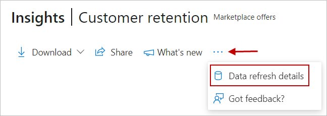 Capture d’écran du lien Détails de réactualisation des données sous les points de suspension.