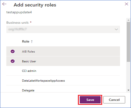 Capture d’écran de la version d’évaluation de la création de rôles de sécurité utilisateur d’application.