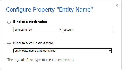 Configurez la propriété Entity Id sur le champ accountid