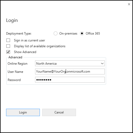 Connexion avec Plug-in Registration Tool.