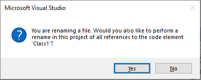Sélectionnez Oui pour renommer la classe également.