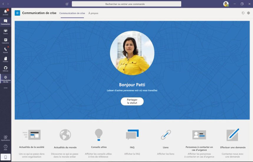 Une capture d’écran de l’application pour employé de Crisis Communication.
