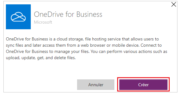 Sélectionnez Créer.