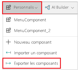 Menu Insérer Exporter des composants.