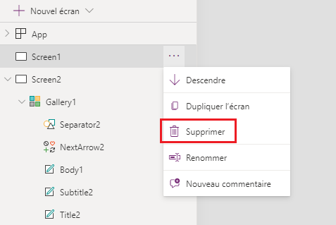 Supprimer l’écran.