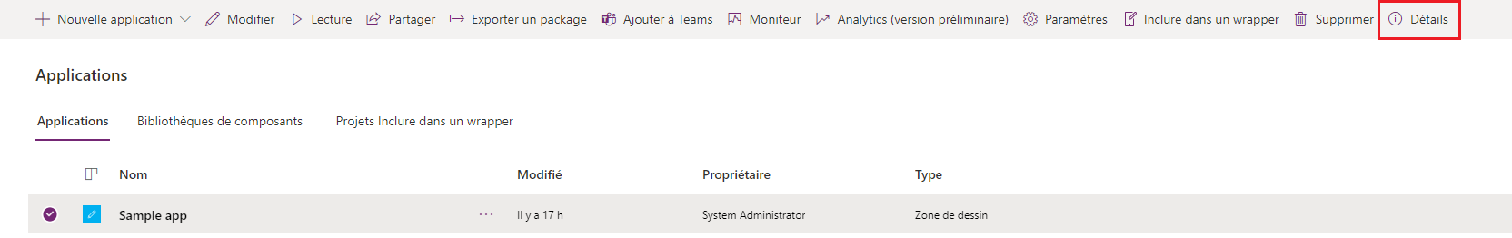 Option Sélectionner Détails