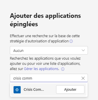 Ajouter une application épinglée.