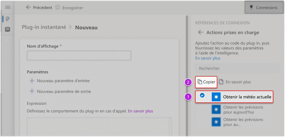 Copiez l’extrait de code du widget du volet connexion