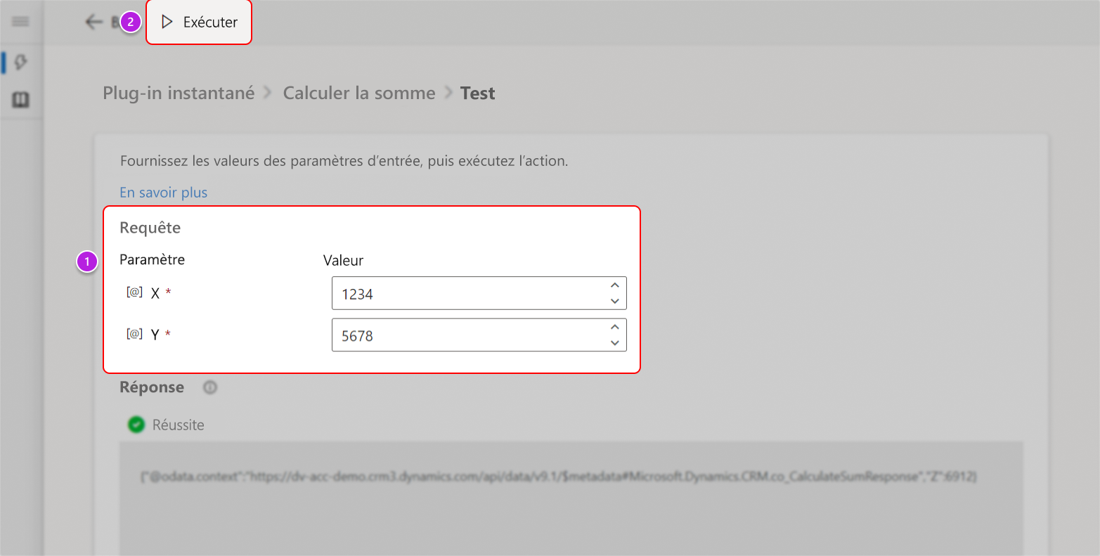 Sélectionnez Exécuter comme test du plug-in low-code