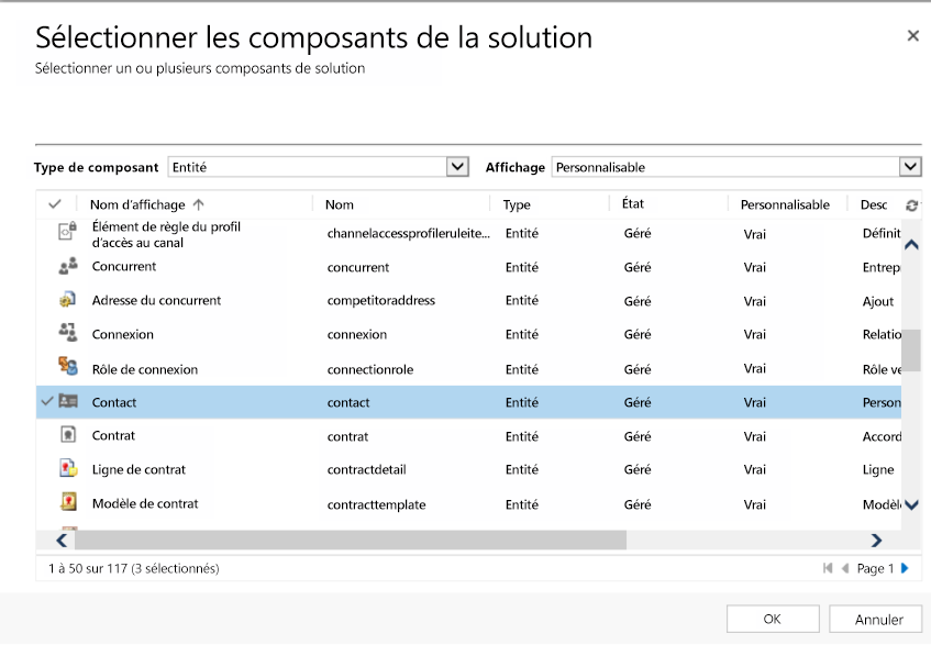 Sélectionnez les composants de solution.