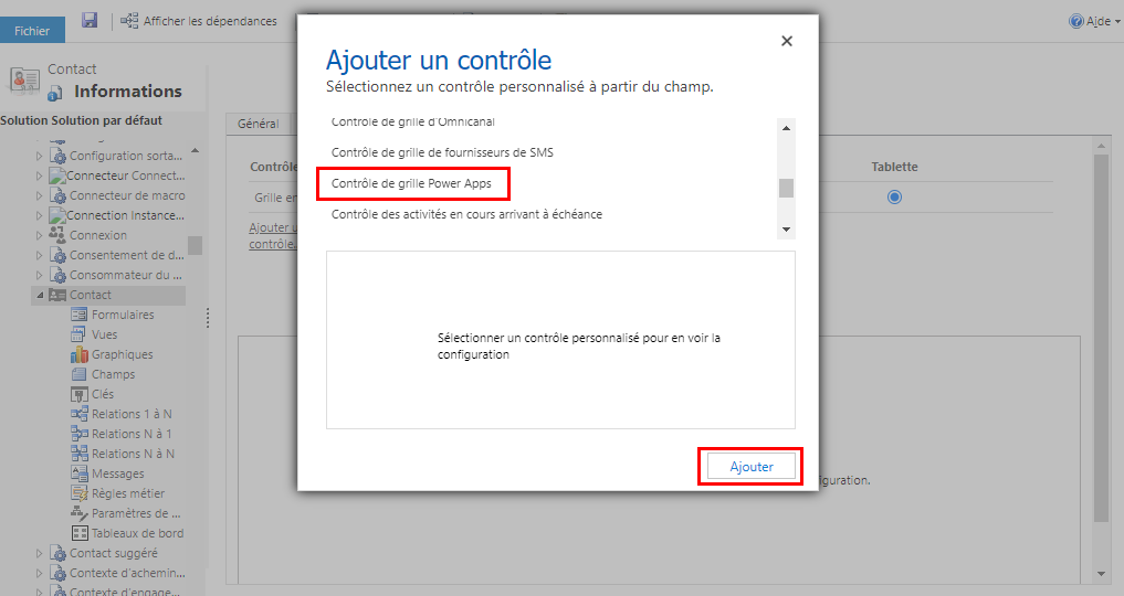 Ajouter un contrôle de grille Power Apps à une table