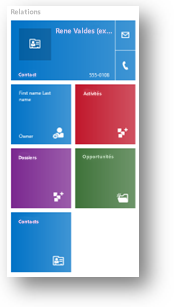 Volet des relations de Dynamics 365 pour tablettes.