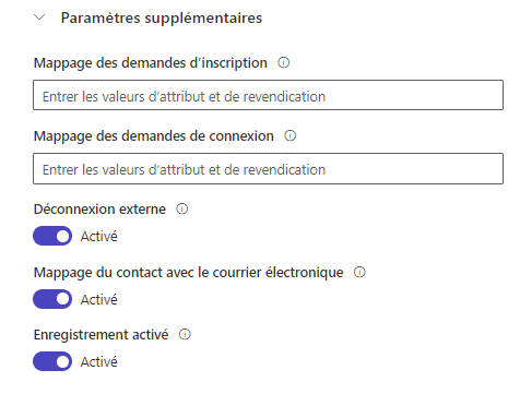 Configurer des paramètres supplémentaires.