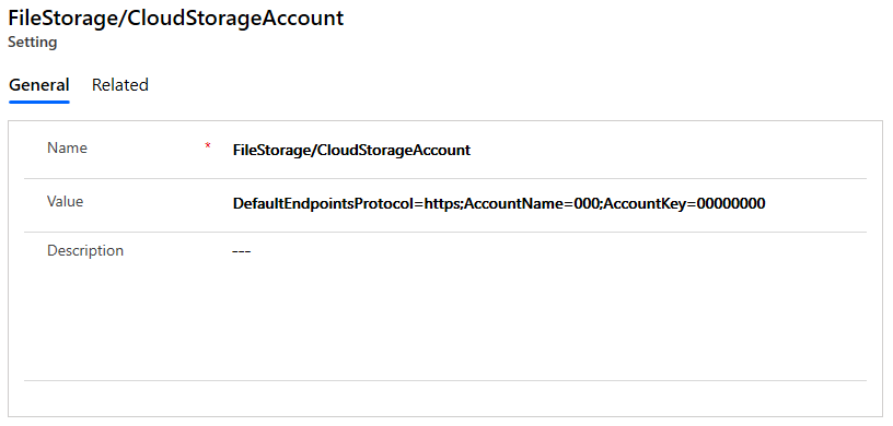 Paramètre du portail pour le compte de stockage cloud.