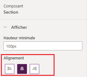 Alignement dans la section.